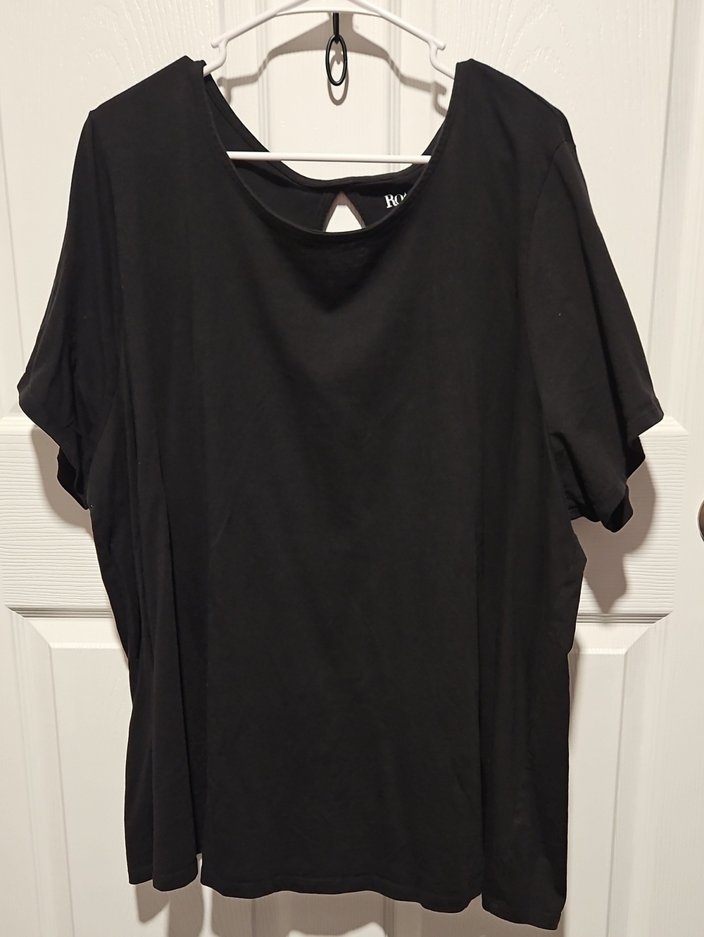 Roaman's Black Short Sleeve Tee with Back Keyhole